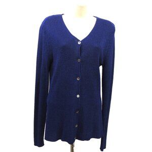 Lauren Ralph Lauren Long Cardigan Sz Medium Purple Button Front V-Neck L-Sleeve